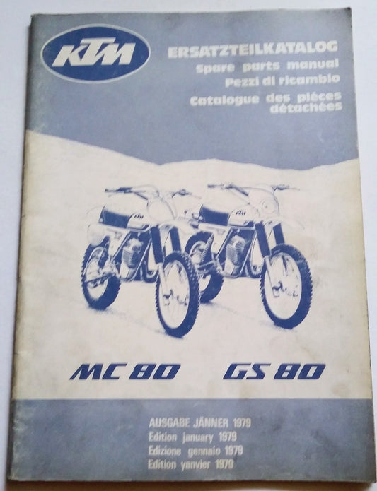 Catalogue de pièces détachées d'origine KTM MC80-GS80 - Période : 1979
