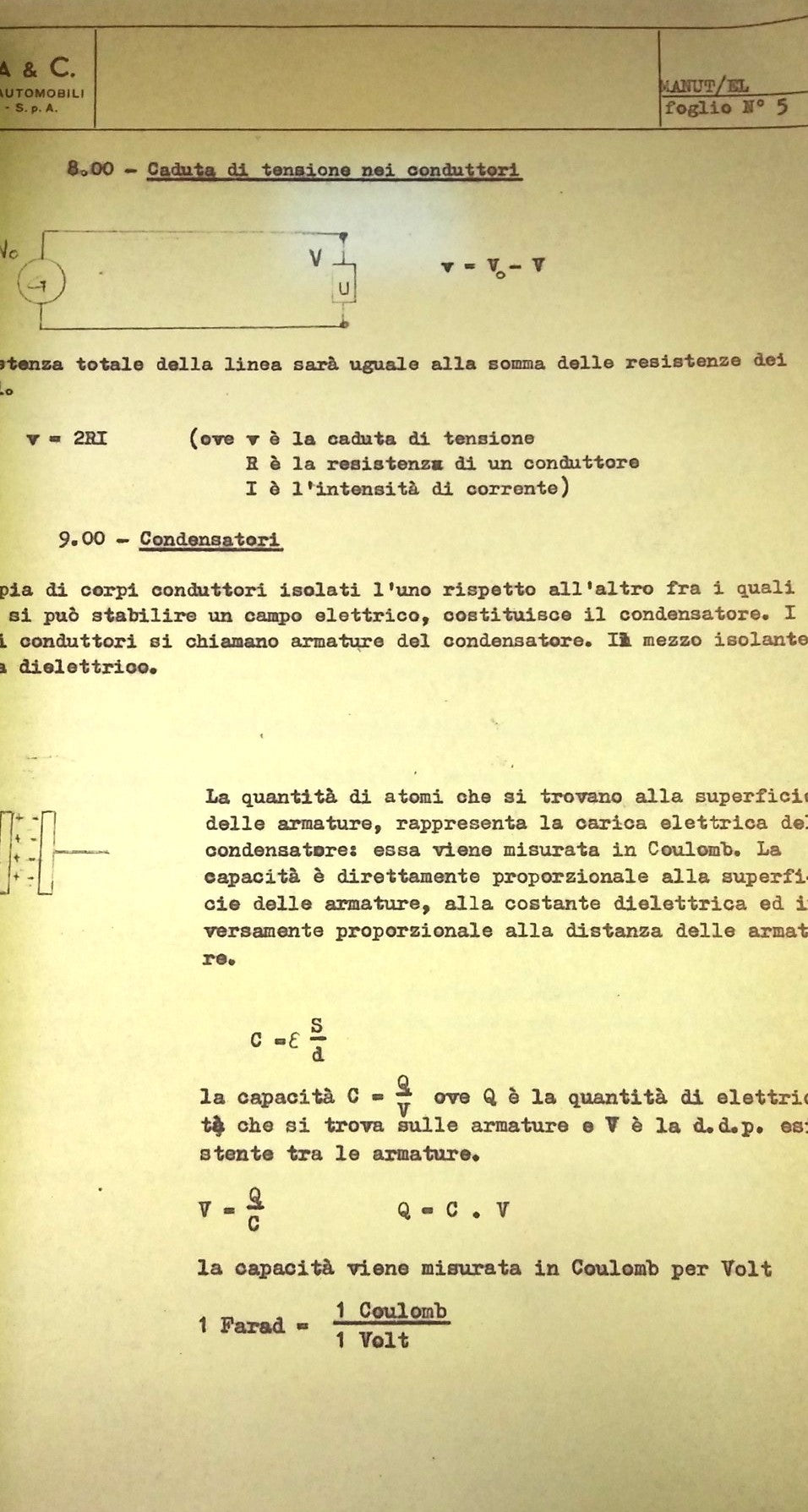 Dispensa di Elettrotecnica "Lancia e C. Fabbrica Automobili Torino SpA"-Epoca: 1963-1968