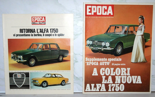 "EPOCA" magazine with "EPOCA-AUTO" supplement - Alfa Romeo 1750 - Period: 1968