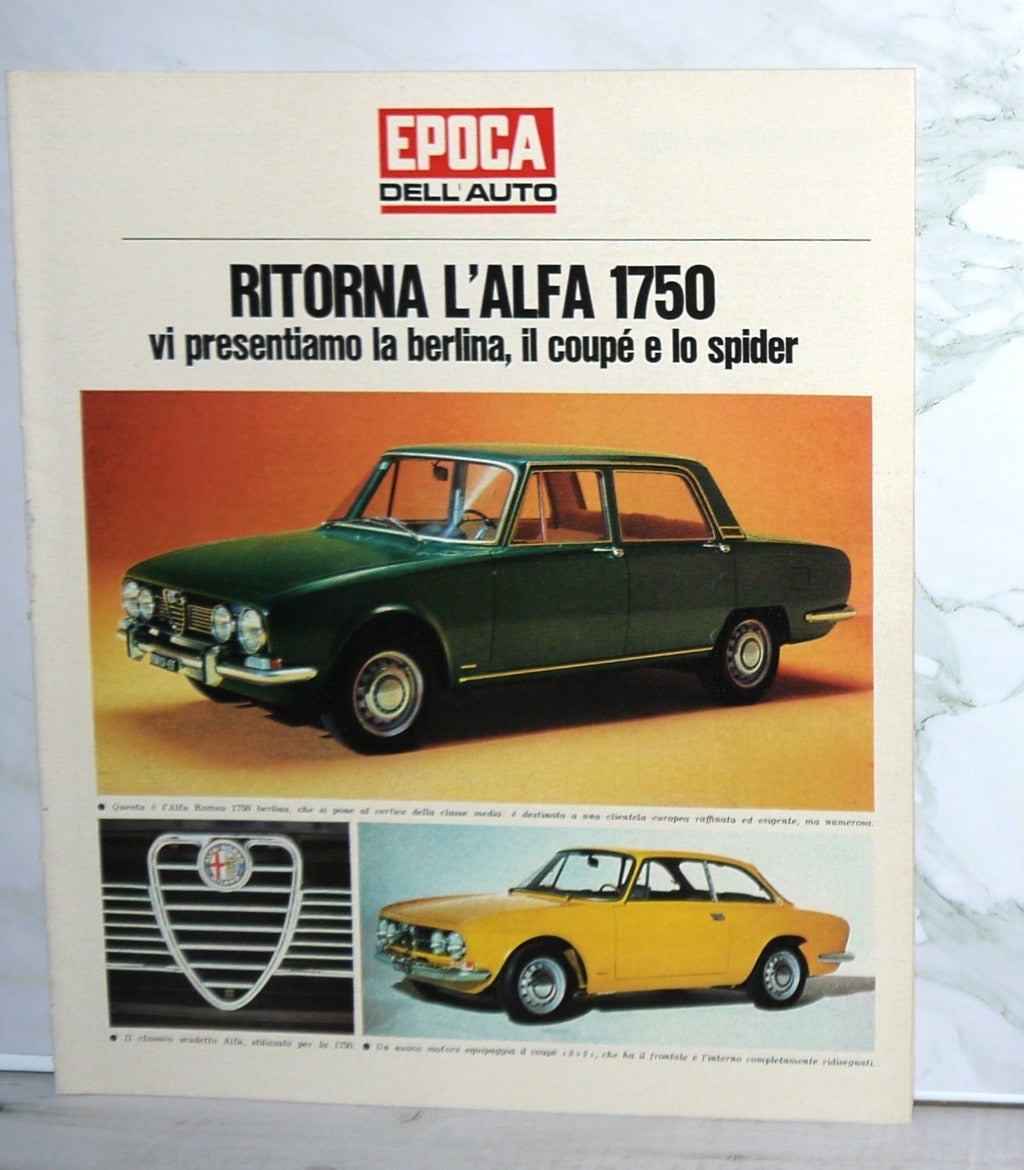 "EPOCA" magazine with "EPOCA-AUTO" supplement - Alfa Romeo 1750 - Period: 1968