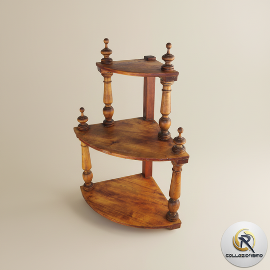 Étagère angolare / mensola angolare a tre ripiani -colonne tornite