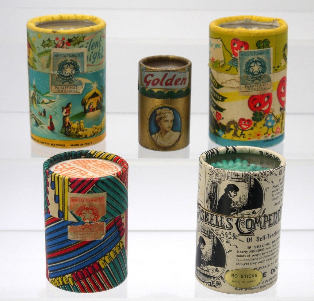 Set No. 1 - Vintage Matchboxes - Cylindrical Packs - 5 pcs - Period: 1950/60