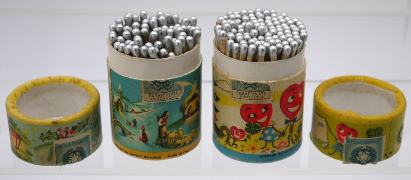 Set No. 1 - Vintage Matchboxes - Cylindrical Packs - 5 pcs - Period: 1950/60