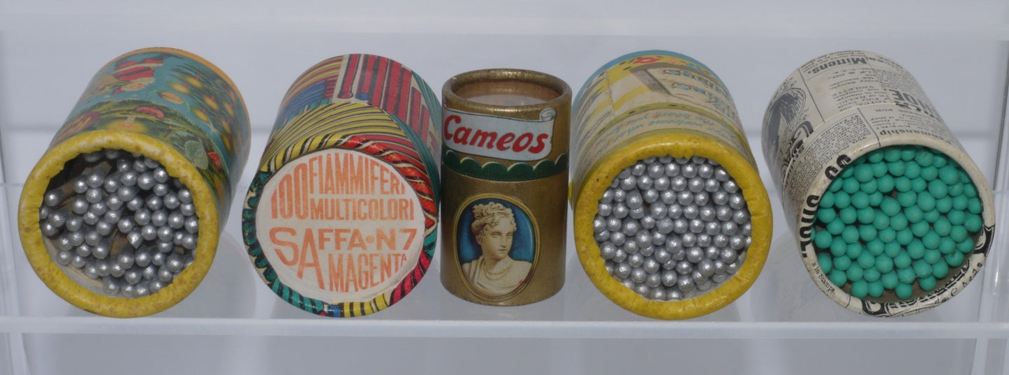 Set No. 1 - Vintage Matchboxes - Cylindrical Packs - 5 pcs - Period: 1950/60