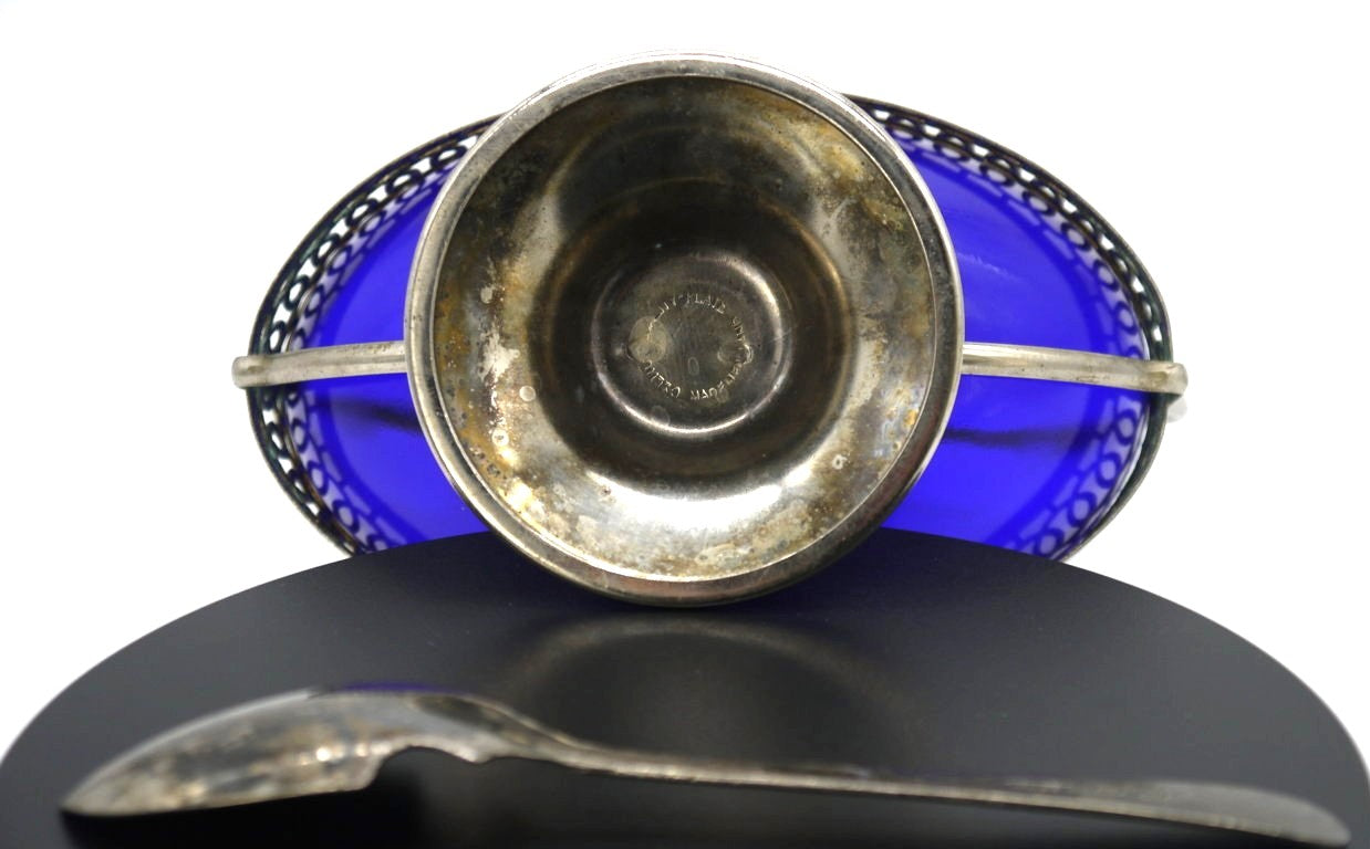 Formaggiera/Salsiera - cristallo e placcatura d'argento-Epoca:1960