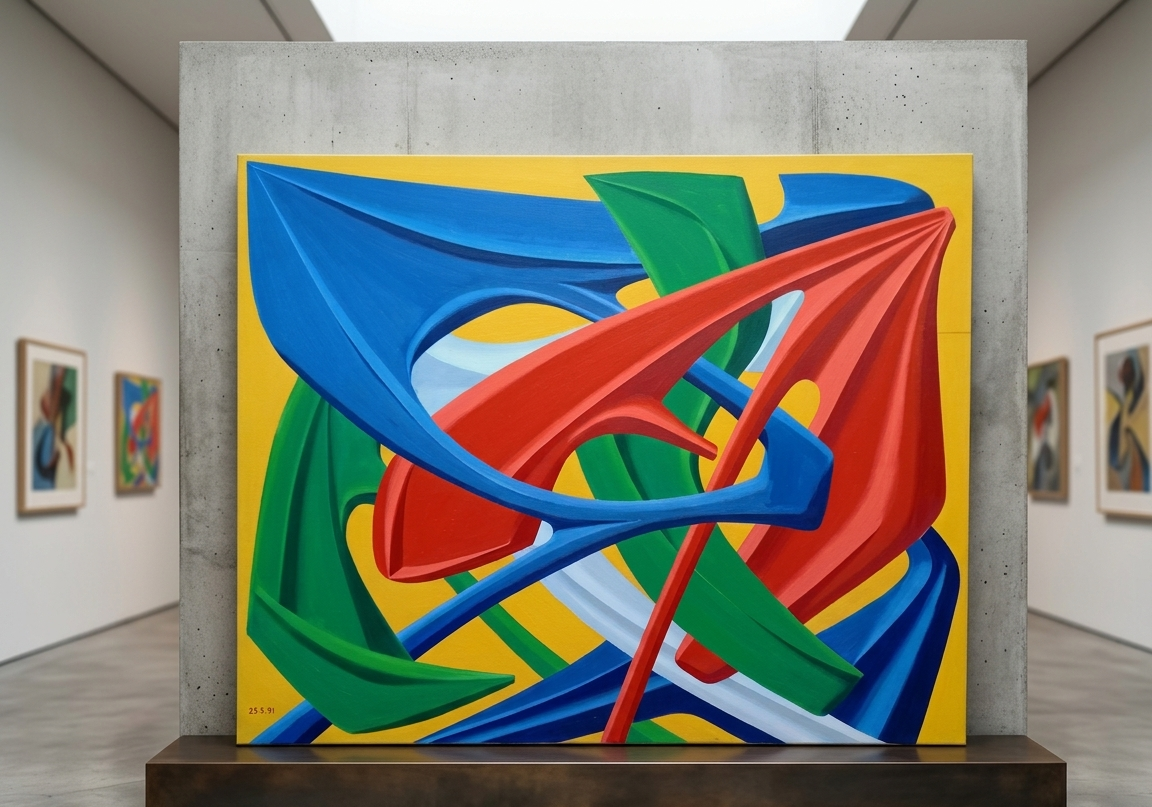 Giorgio Mazzetti (1934-2005) Dipinto originale astratto_ visualizzazione digitale esposizione