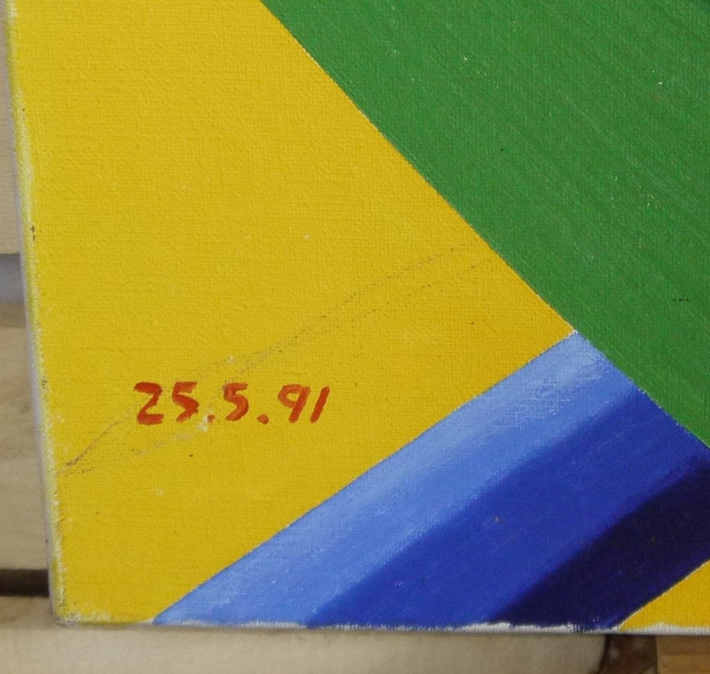 Giorgio Mazzetti (1934-2005) Dipinto originale astratto_ visualizzazione imperfezione lato sinistro basso