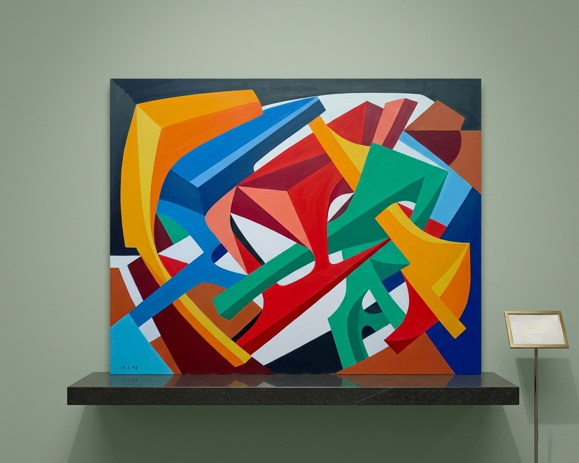 Giorgio Mazzetti (1934-2005) Dipinto originale astratto_ visualizzazione  digitale esposizione