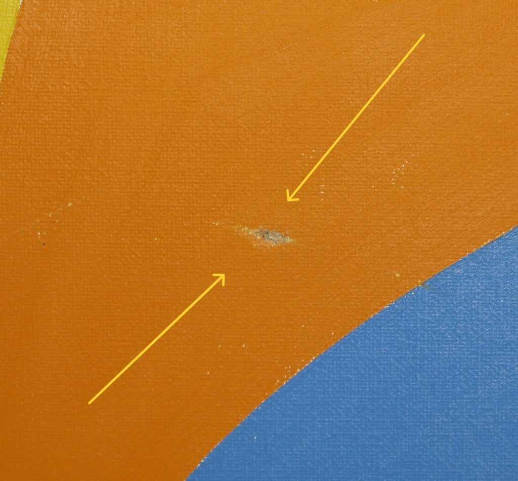 Giorgio Mazzetti (1934-2005) Dipinto originale astratto dettaglio imperfezione lato sinistro medio