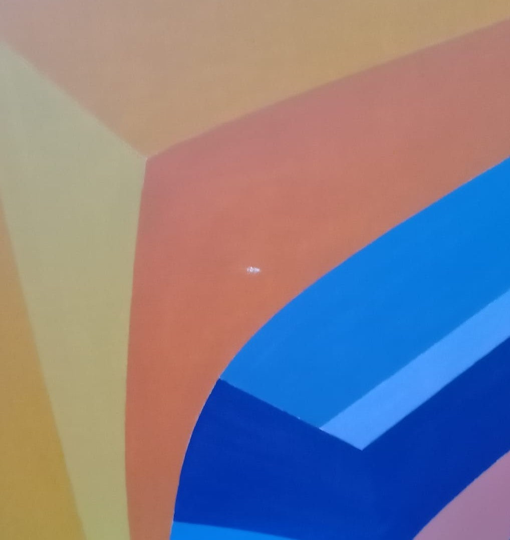 Giorgio Mazzetti (1934-2005) Dipinto originale astratto dettaglio imperfezione vista larga