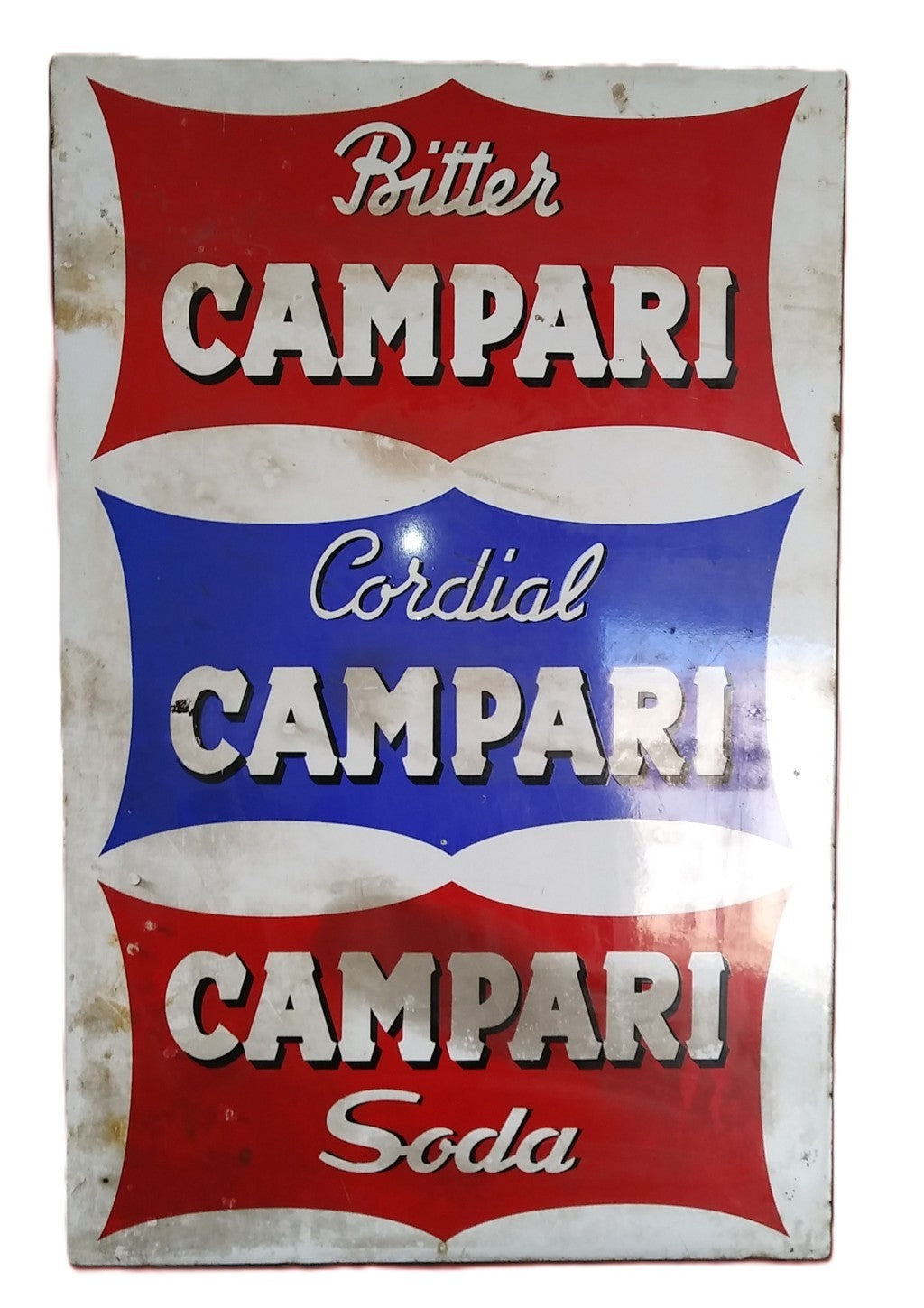 Campari "Bitter-Cordial-Soda"- Insegna pubblicitaria metallica-Epoca:1950-1955