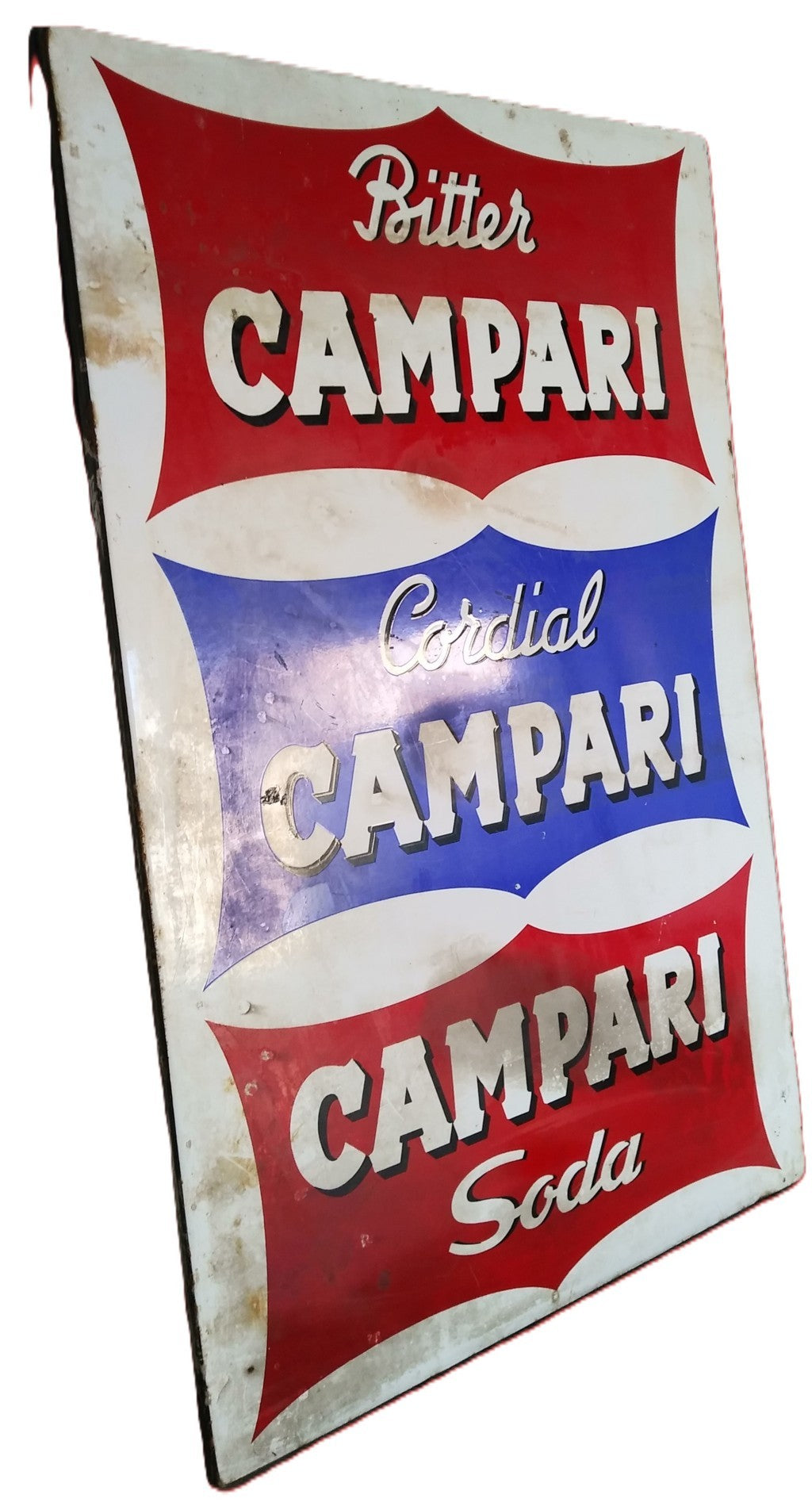 Campari "Bitter-Cordial-Soda"- Insegna pubblicitaria metallica-Epoca:1950-1955