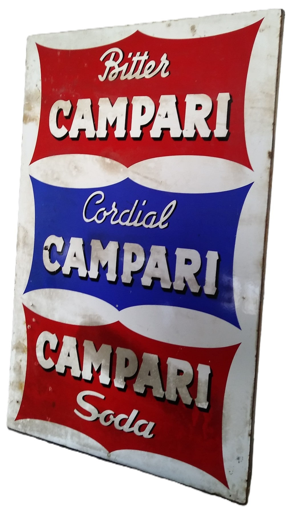Campari "Bitter-Cordial-Soda"- Insegna pubblicitaria metallica-Epoca:1950-1955