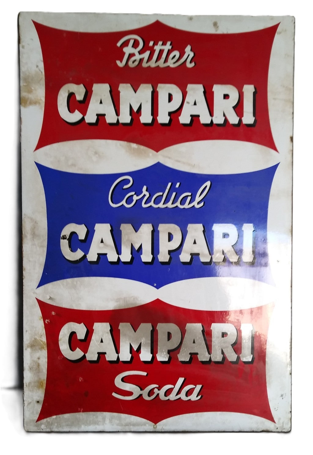Campari "Bitter-Cordial-Soda"- Insegna pubblicitaria metallica-Epoca:1950-1955
