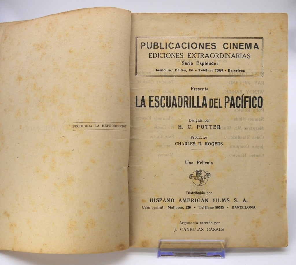 La Escuadrilla del Pacifico con Wendy Barrie e Ray Milland-Libro/Sceneggiatura-Epoca:1940
