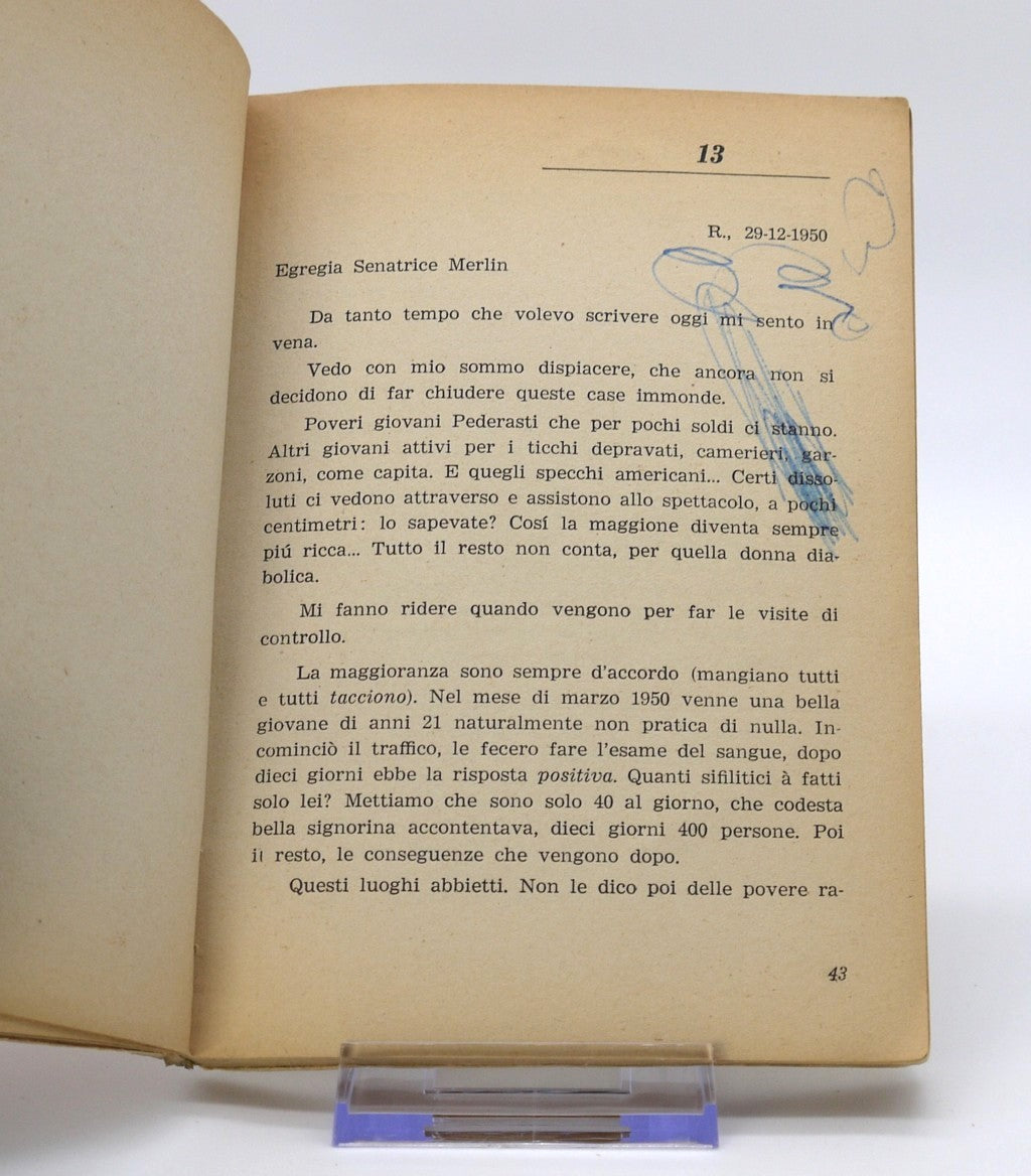 Lettres de bordels, par Lina Merlin et Carla Barberis - Période : 1955