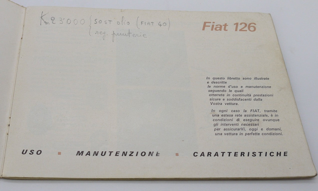 Manuel du propriétaire d'origine Fiat 126 - Période : 1973