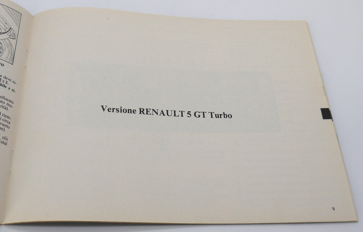 Manuel du propriétaire d'origine Renault 5, versions 3/5 portes - Période : 1985