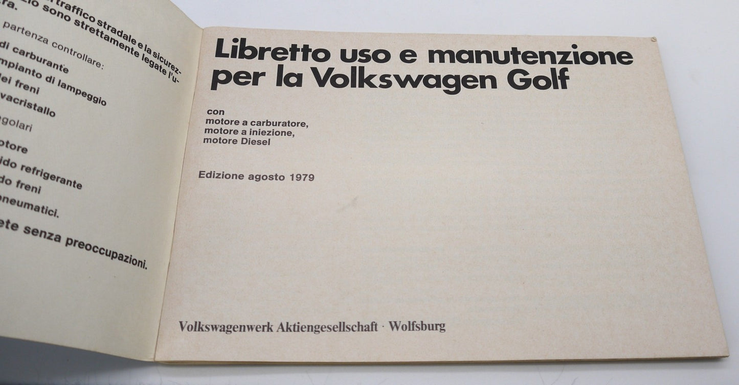 Manuel du propriétaire d'origine VW Golf - Période : 1979