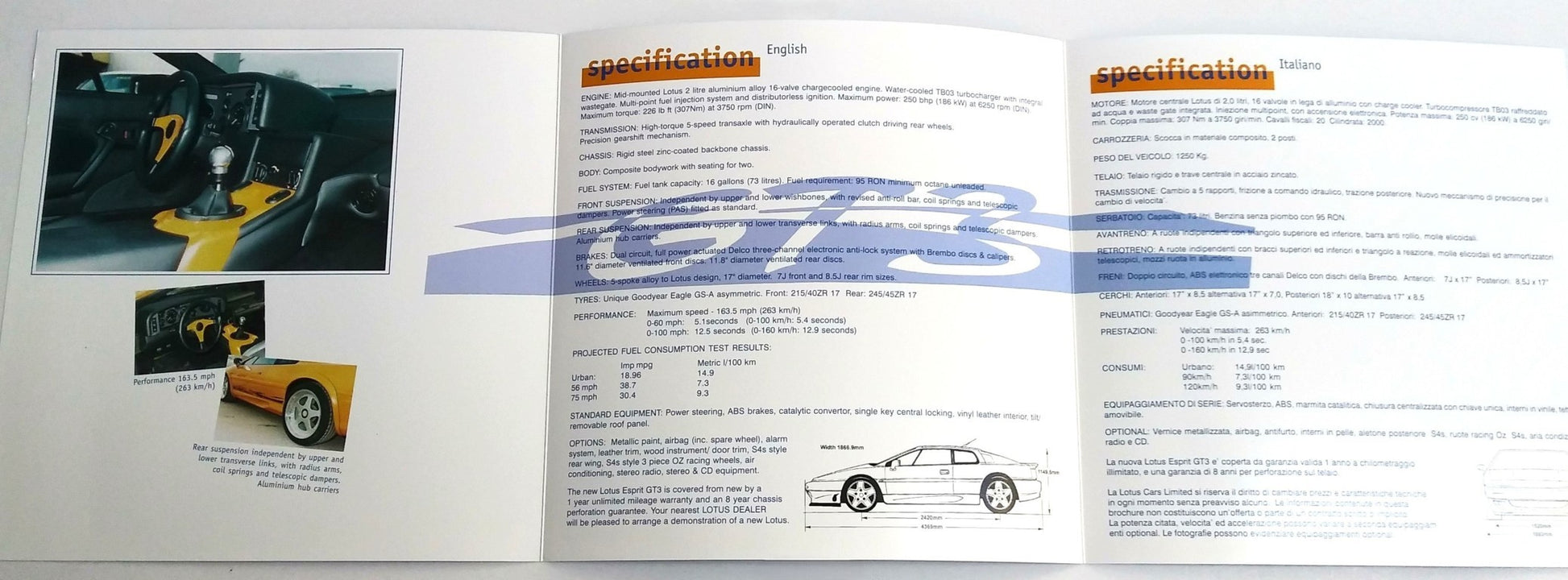 Set Lotus: GT3 (1998) dettaglio dati tecnici