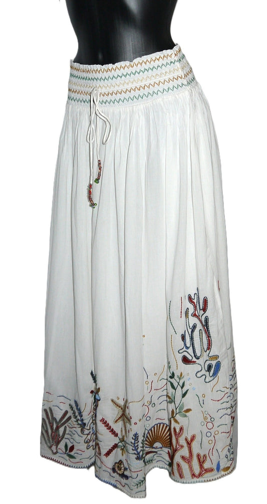 Maxi Gonna Zara con Ricami Marini e Coulisse con Perline vista completa
