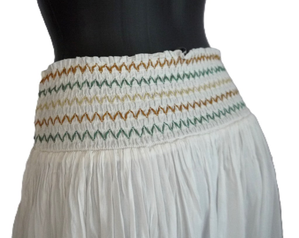 Maxi Gonna Zara con Ricami Marini e Coulisse con Perline dettaglio fascia elasticizzata
