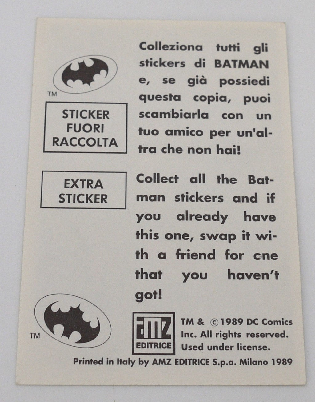 Mini-série d'autocollants Batman vintage - 10 pièces - Période : 1989
