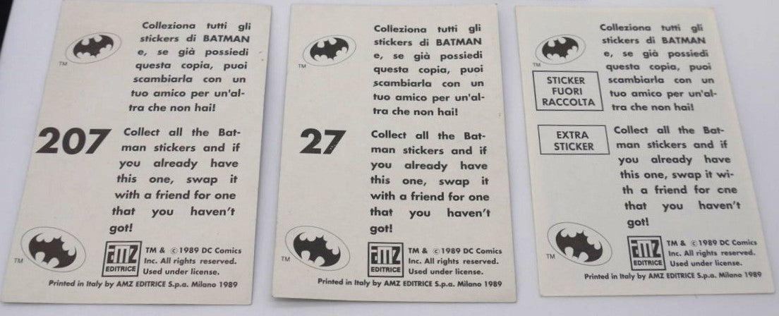 Mini-série d'autocollants Batman vintage - 10 pièces - Période : 1989