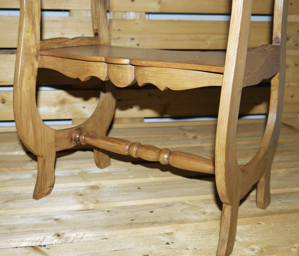 tavolino rustico legno anni 70 con cassetto vista gambe sagomate