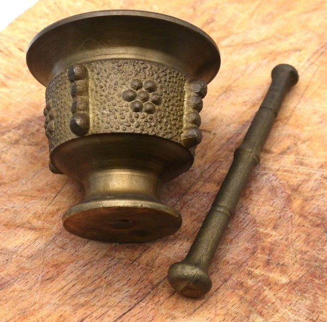 Antico piccolo Mortaio con Pestello-Spagna -Epoca:1950