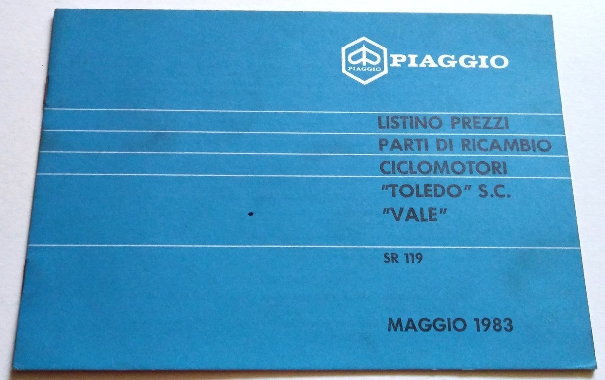 Catalogo parti di ricambio Motovespa/Piaggio Toledo+listino prezzi-Epoca:1980/83