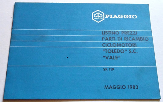Catalogue de pièces détachées Motovespa/Piaggio Toledo + Liste de prix - Période : 1980/83