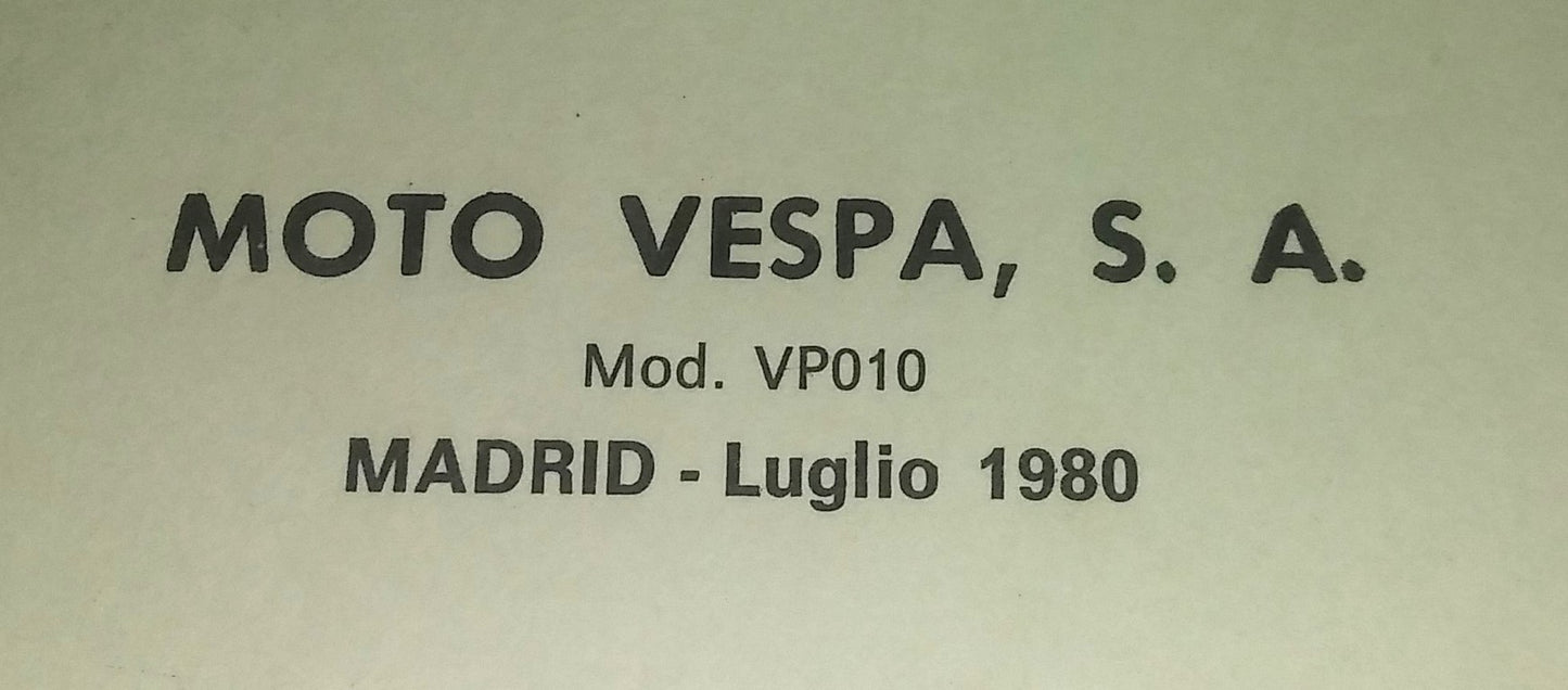 Catalogo parti di ricambio Motovespa/Piaggio Toledo+listino prezzi-Epoca:1980/83