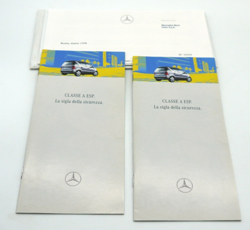 Documentazione Ufficiale Mercedes  Classe A W168 1998 dettaglio brochure e carta intestata