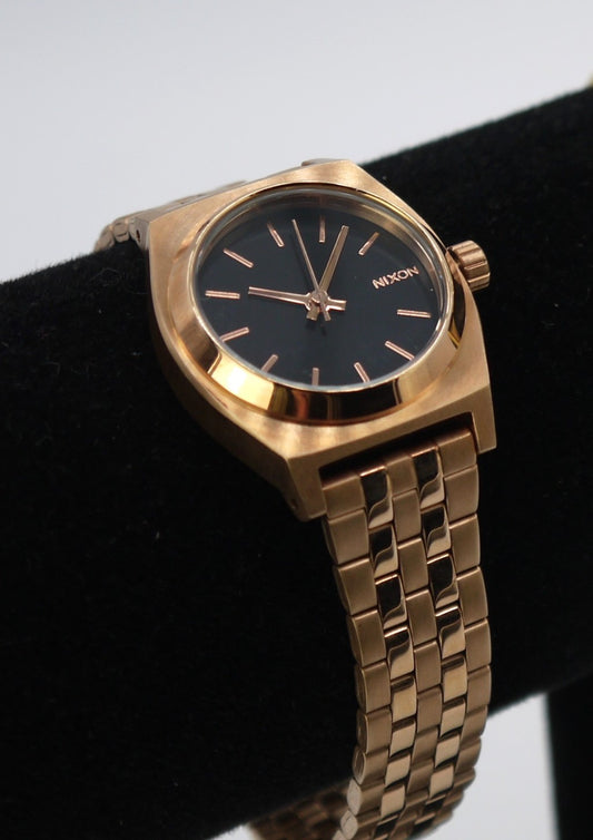 Montre femme Nixon Small Time Teller (Couleur : Or rose/Noir) réf. A399