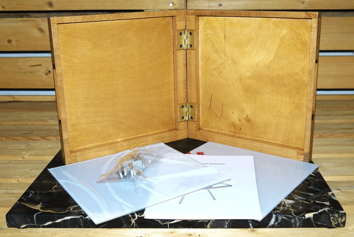Pochade a "Libro" Artigianale per Pittore- Legno Faggio Betulla en Plein Air -24x24cm