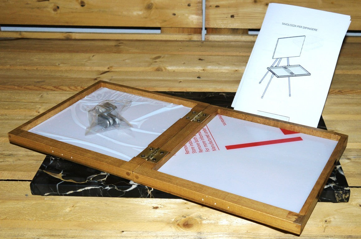 Pochade a "Libro" Artigianale per Pittore- Legno Faggio Betulla en Plein Air -24x24cm