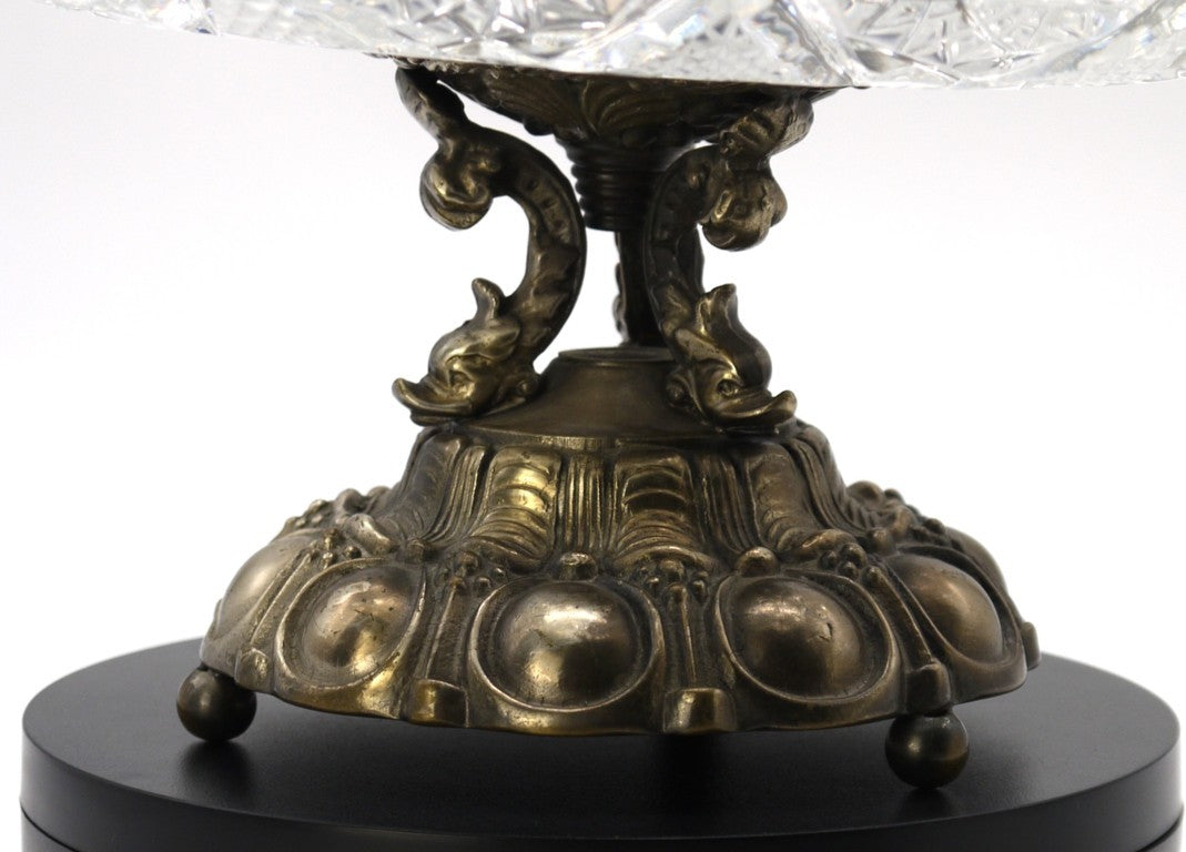 Ashtray/Centerpiece in cut crystal and detachable pewter base - Period: 1962