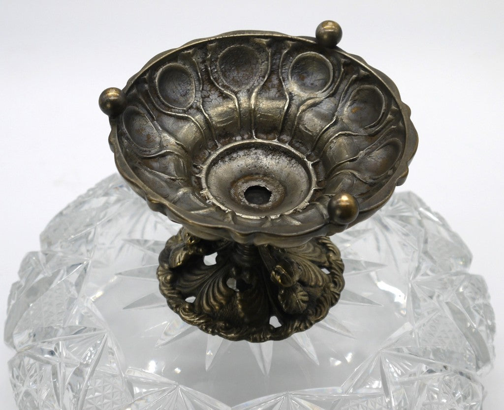Ashtray/Centerpiece in cut crystal and detachable pewter base - Period: 1962
