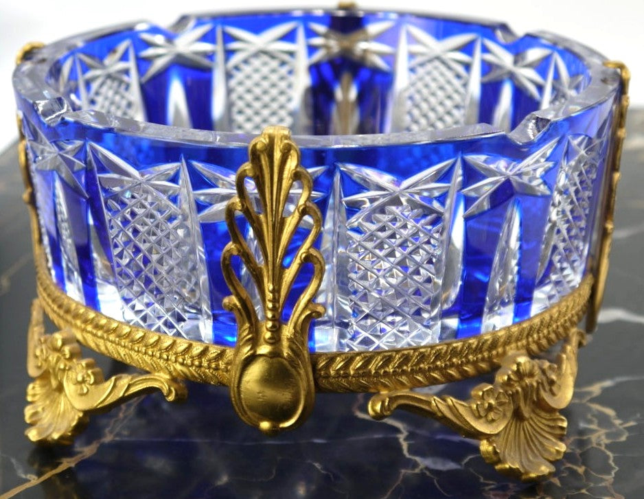 Rock crystal ashtray with bronze stand, Baroque style - Period: 1958/1960