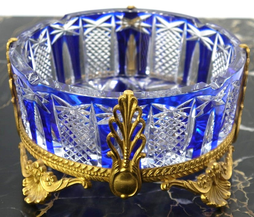 Rock crystal ashtray with bronze stand, Baroque style - Period: 1958/1960