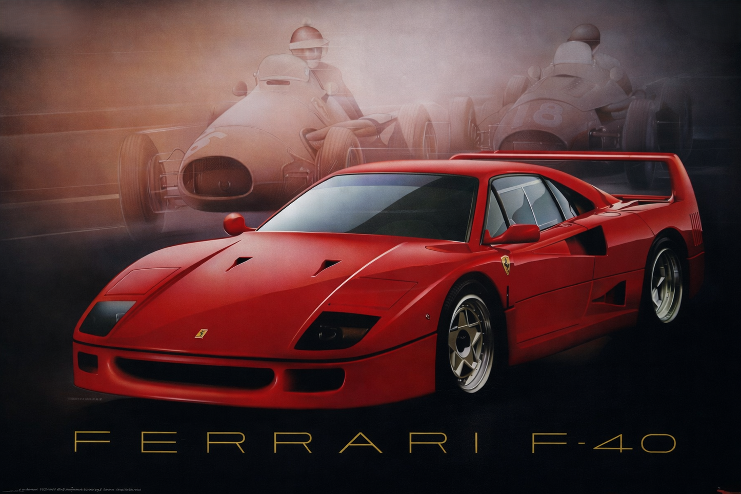 Affiche Ferrari F40 vintage de L.Patrignani - Période : 1989