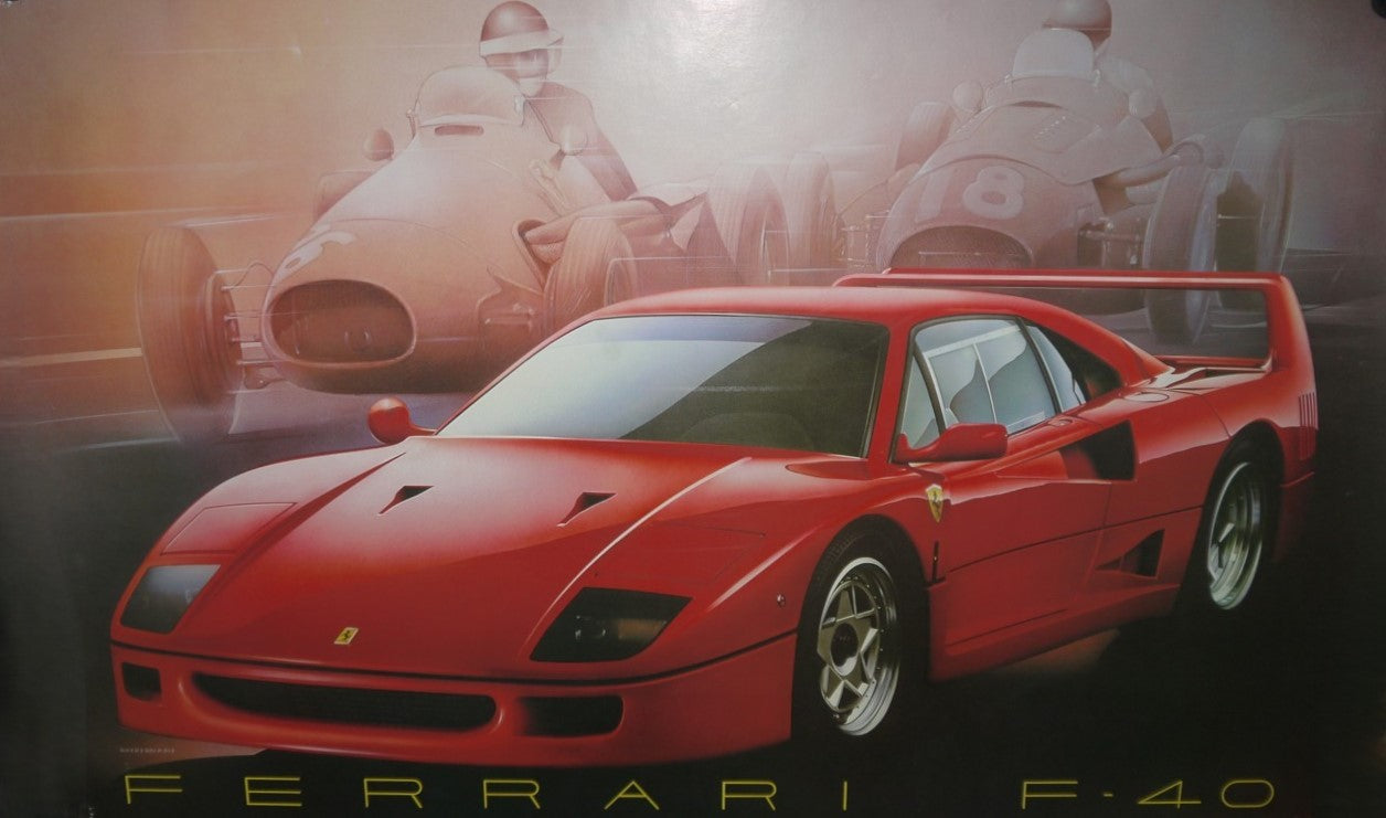 Affiche Ferrari F40 vintage de L.Patrignani - Période : 1989