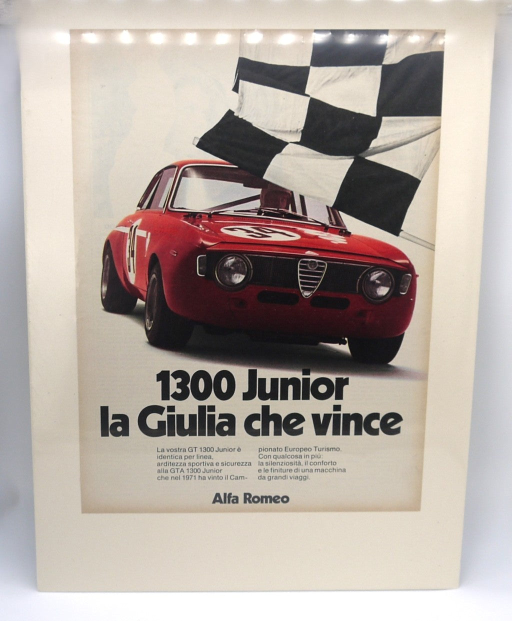 Original Vintage Advertisement - Alfa Romeo Giulia Junior 1300 - Period: 1972