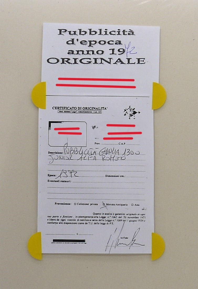 Original Vintage Advertisement - Alfa Romeo Giulia Junior 1300 - Period: 1972