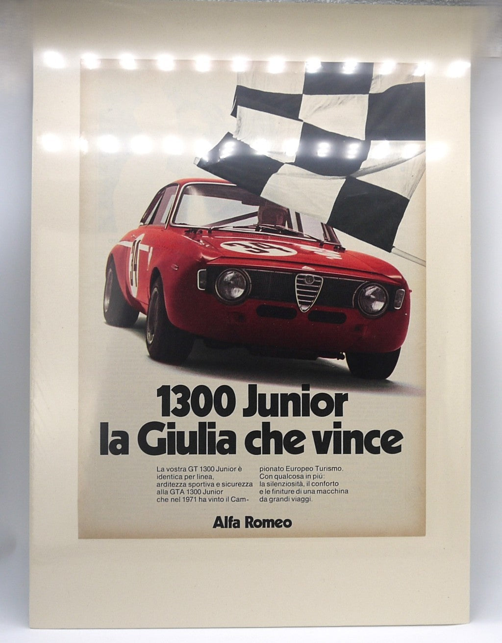 Original Vintage Advertisement - Alfa Romeo Giulia Junior 1300 - Period: 1972