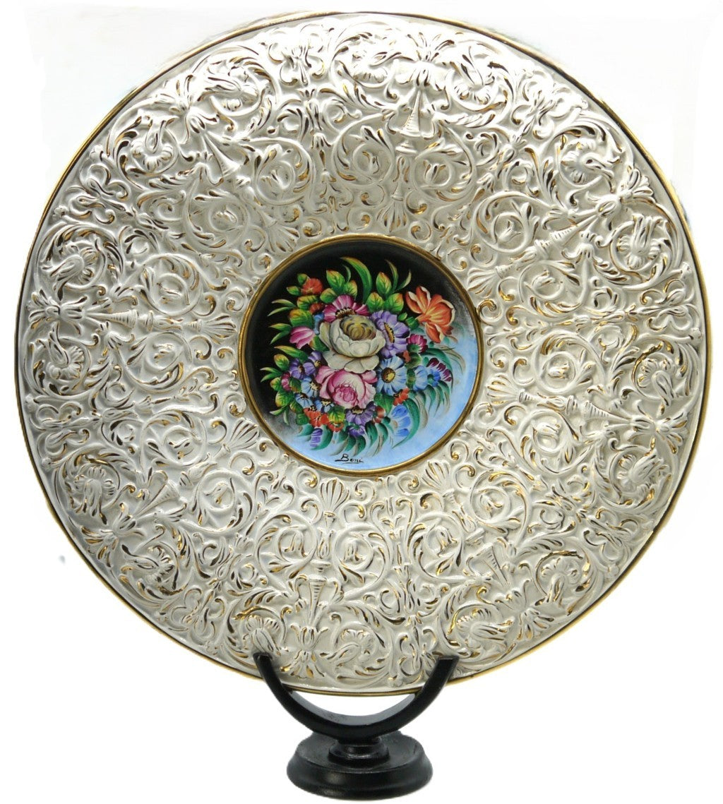 Piatto da Parata in Ceramica Artistica Italiana Firmato Boni – Oro Zecchino –Epoca:1982