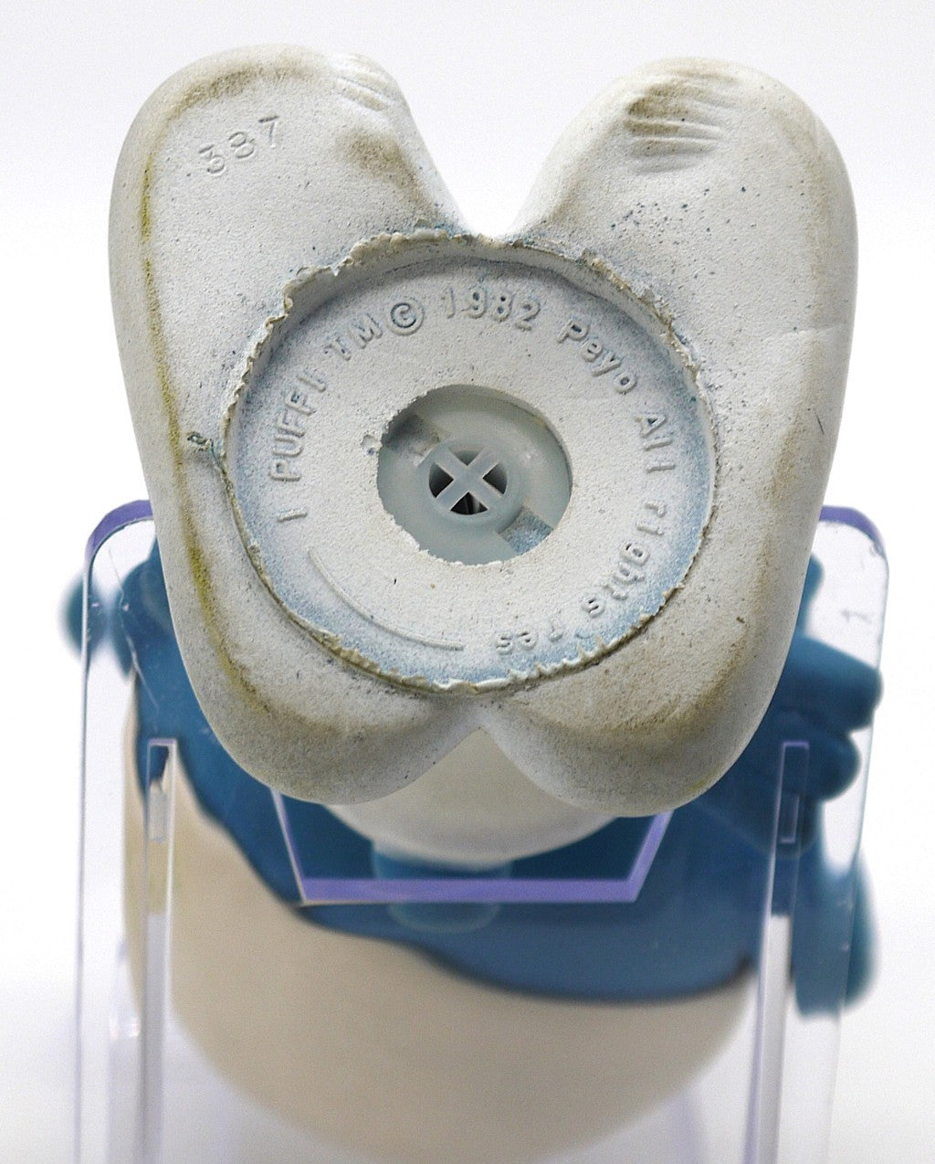 Puffo Vintage 1982 Peyo  - in Gomma Morbida con Sonaglio - logo- originale
