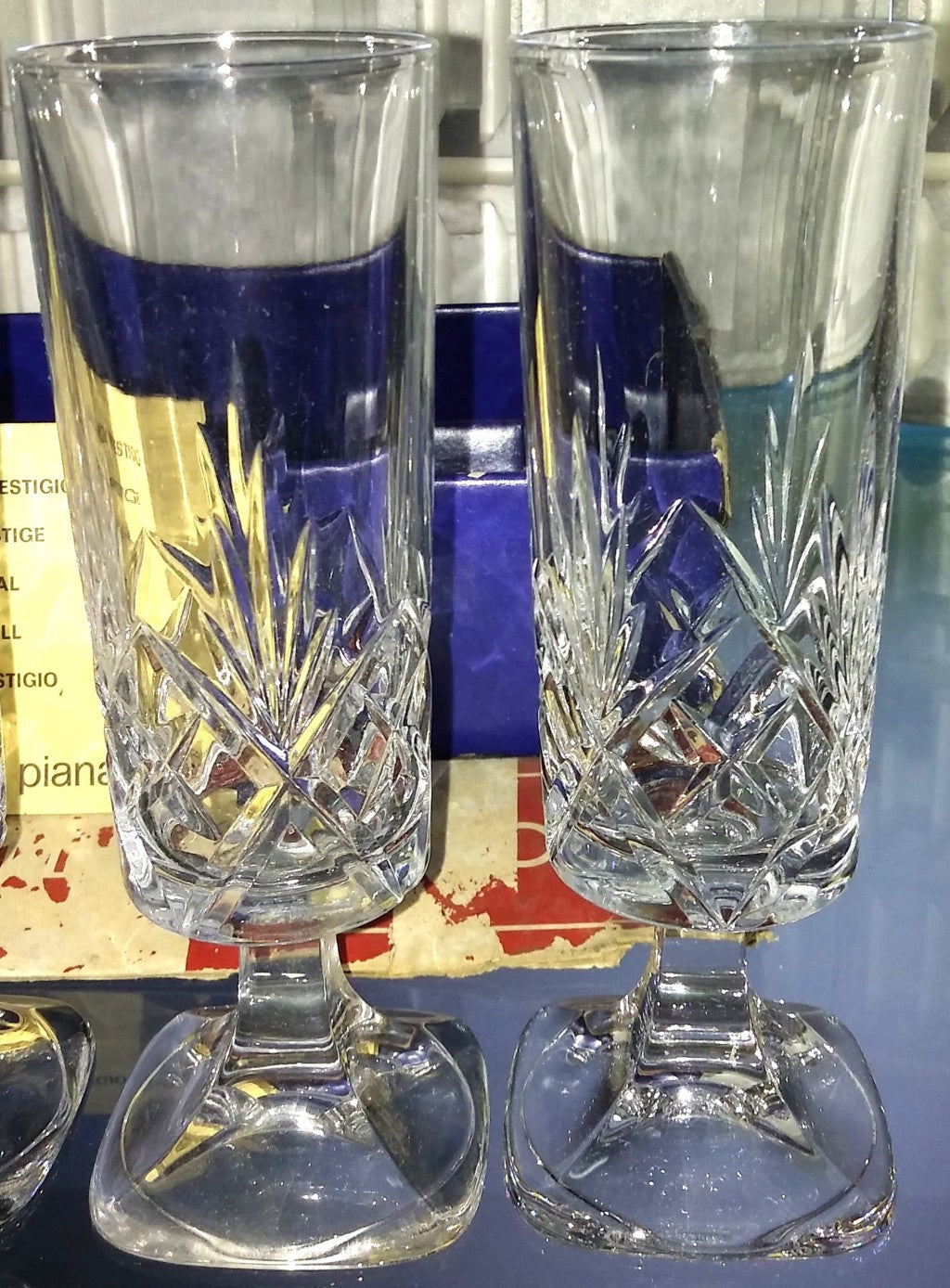 RCR-Cristalleria Artistica La Piana- Set of 6 Crystal Flutes- Period: 1980
