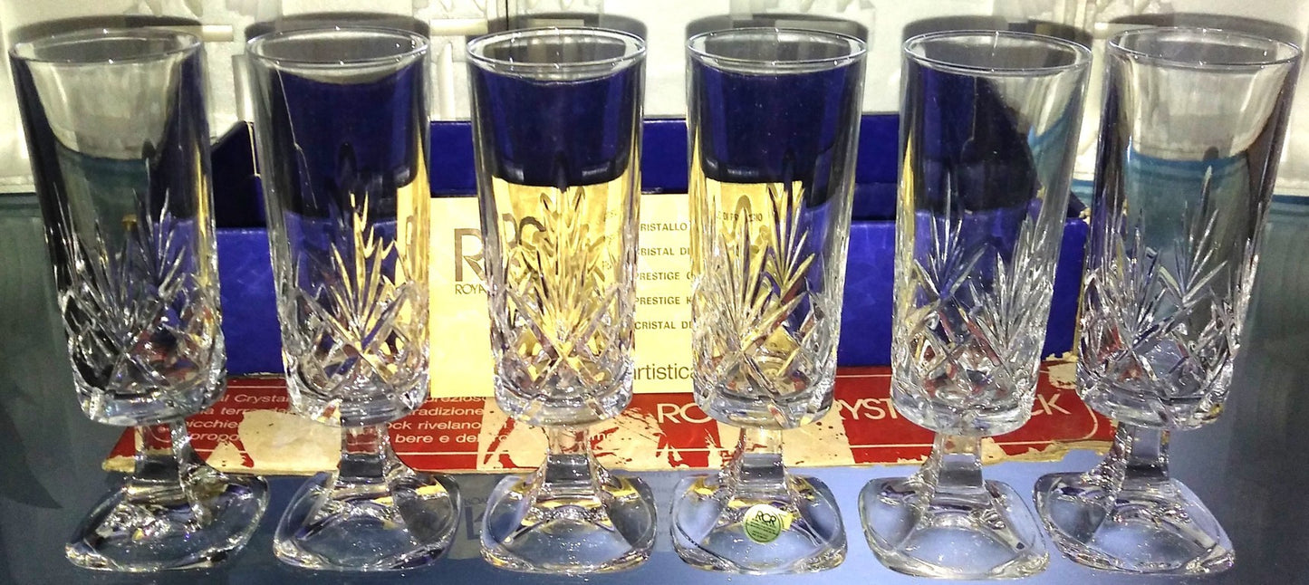 RCR-Cristalleria Artistica La Piana- Set of 6 Crystal Flutes- Period: 1980
